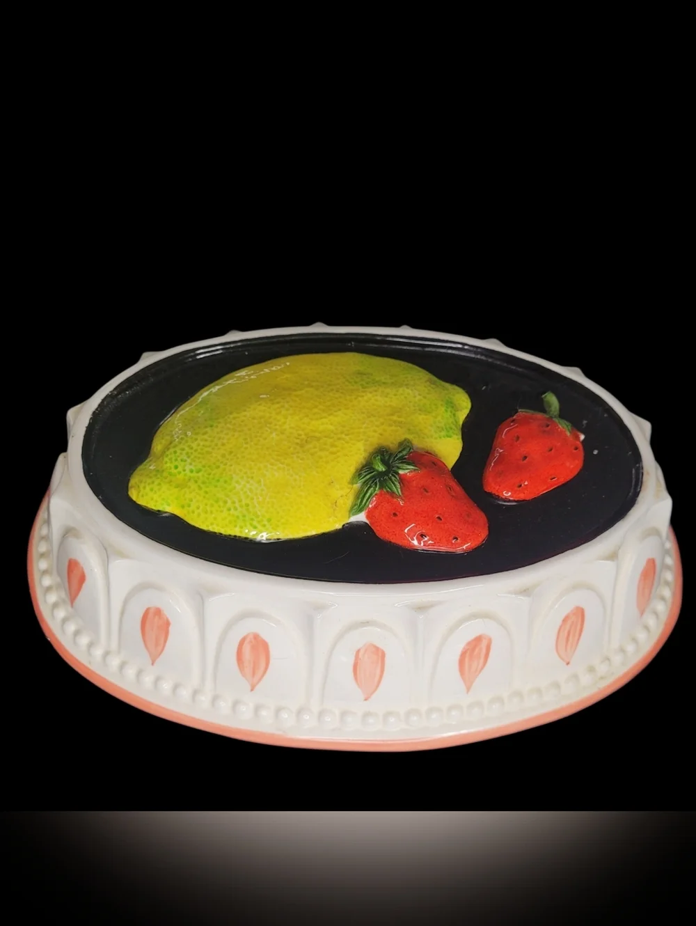 Vintage Tasteseller Sigma Lemon & Red Strawberry Ceramic Mold For Wall
